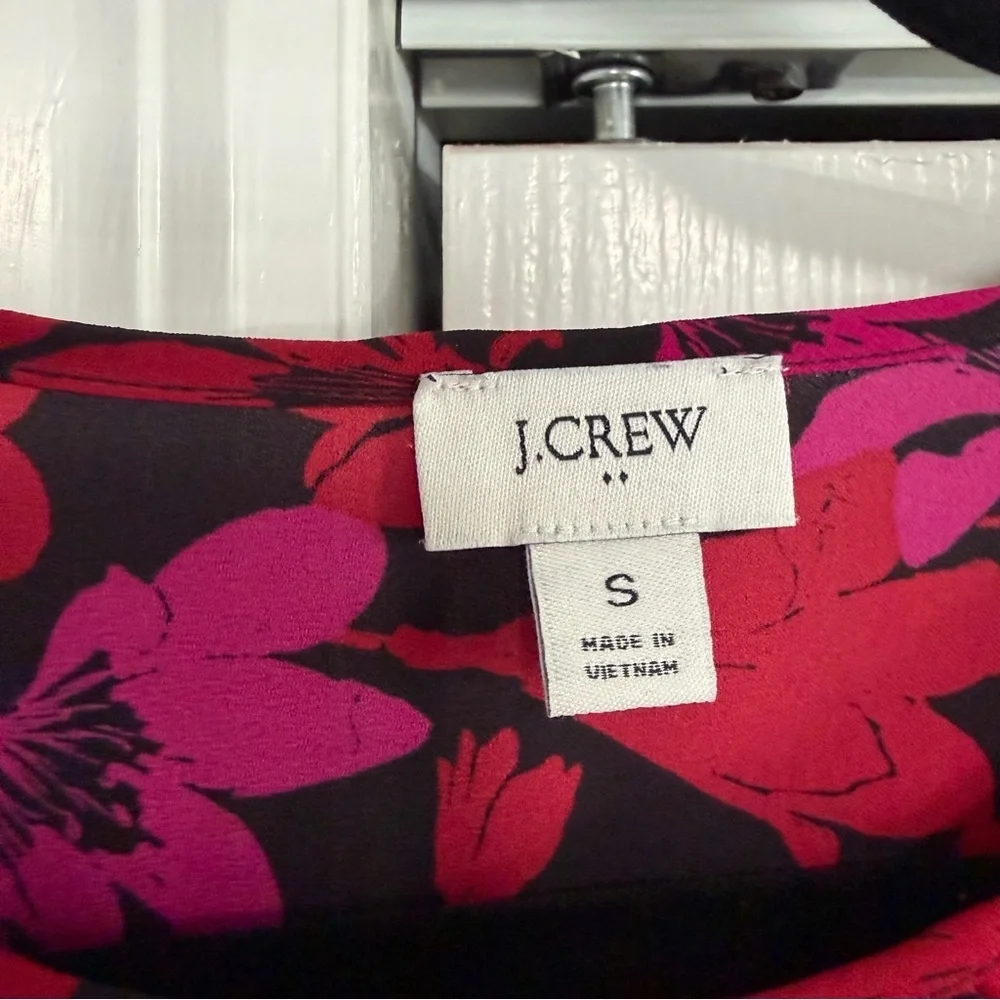 J.Crew Pink Red Floral Long Sleeve Blouse Size Small